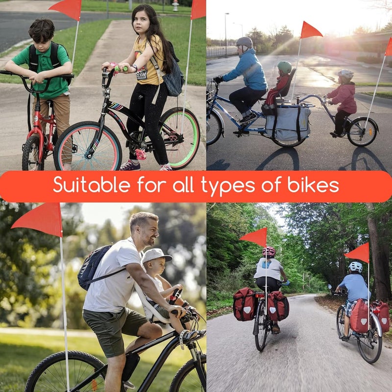 Jippedea 6 Ft Bike Safety Flag with Pole and Mounting Bracket,Adjustable High Visibility Waterproof Bicycle Trailer Safety Flags for Kids,Adults (4 Set) - Image 4